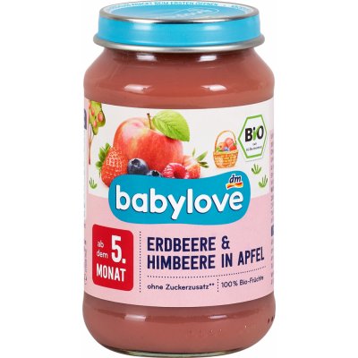 Babylove Bio příkrm jablko jahody & maliny 190 g
