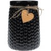 Váza Keramická váza Wood heart černá, 12 x 17,5 x 12 cm