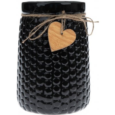 Keramická váza Wood heart černá, 12 x 17,5 x 12 cm – Zboží Mobilmania