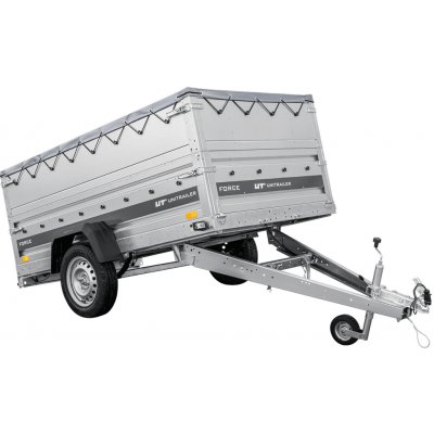 UNITRAILER Přívěs za auto na pružinách 230x125 FORCE 230/R KIPP s bočnicemi BIS, rámem H-0 a šedým krytem | Zboží Auto