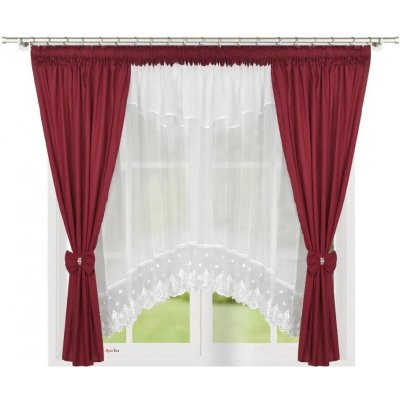 Fliying Dekorační sada záclon se závěsem L 595 bordó/bílá 400x160 cm – Hledejceny.cz
