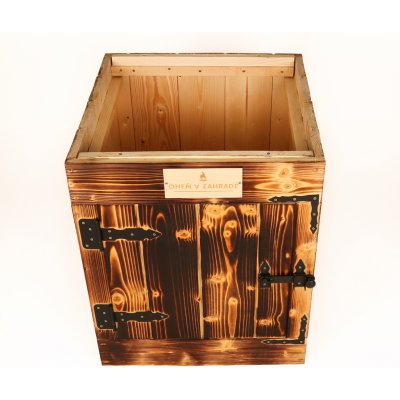 Ohenvzahrade Dřevěná udící komora s kováním - opálená impregnovaná 50x50x60 cm – Zboží Dáma