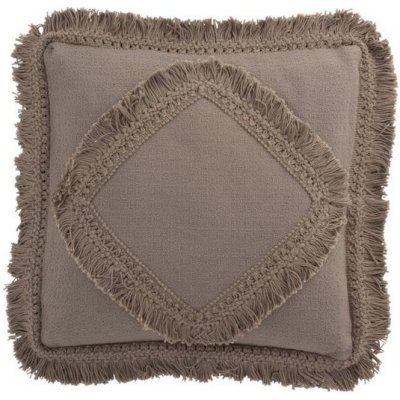J-Line by Jolipa Taupe bavlna polštář Fransen s třásněmi 45x45 – Zboží Dáma