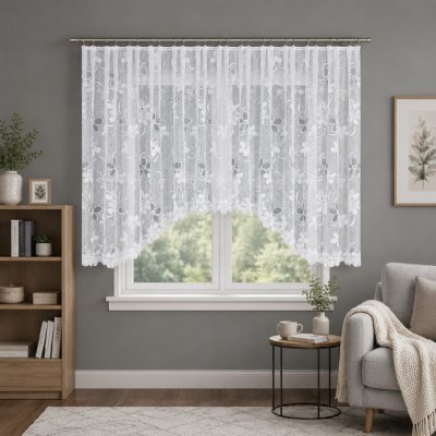 Dekorační oblouková krátká záclona na žabky RENATA 150 bílá 400x150 cm MyBestHome – Hledejceny.cz