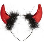 Čertovské rohy červené s černými chlupy – Zboží Dáma