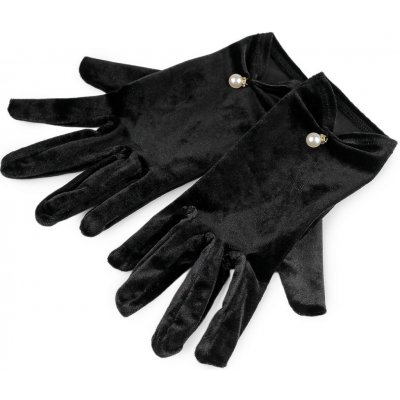 Společenské rukavice sametové s perlou černá – Zboží Dáma