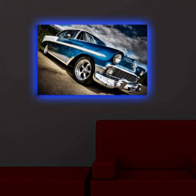 Hanah Home Obraz s led osvětlením Chevrolet Bel Air 70x45 cm – Zboží Mobilmania