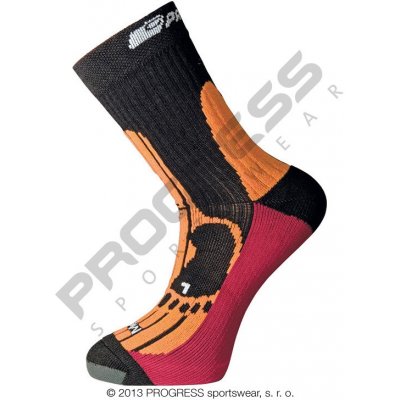 Progress Merino outdoorové ponožky černá oranžová bordo – Zboží Mobilmania