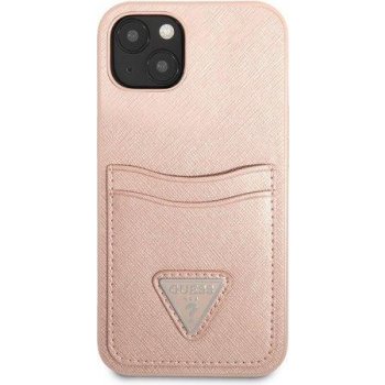 Pouzdro Guess Saffiano Double Card iPhone 13 růžové