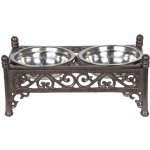 Clayre&Eef Stojan na dvě misky pro psa nebo kočku 28*15*13 cm – Zboží Dáma
