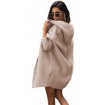 Fashionweek Dámský luxusní pletený kabát cardigan s kapucí BETI Smetanový – Sleviste.cz