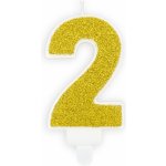 PartyDeco Narozeninová svíčka 2 zlatá 7cm – Hledejceny.cz