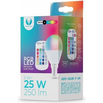 Forever LED žárovka E14 G45 RGB 5W s dálkovým ovládáním bílá – Zboží Živě