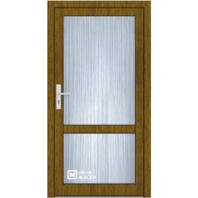 Kömmerling vchodové dveře 76 AD OM 1012 pravé ořech sklo ornamentální kůra čirá 80 x 203 cm – Hledejceny.cz