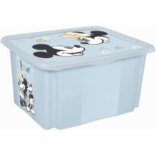 Plastový svět Plastový box Mickey 15 l světle modrý s víkem 38 x 28,5 x 20,5 cm