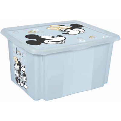 Plastový svět Plastový box Mickey 15 l světle modrý s víkem 38 x 28,5 x 20,5 cm – Zboží Mobilmania