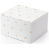 Svatební cukrovinka PartyDeco Dárková krabička bílá s růžovozlatými srdíčky 10 ks