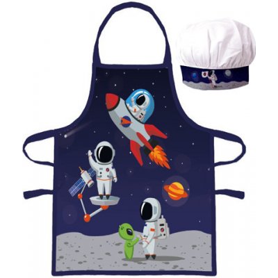 BrandMac Dětská zástěra s kuchařskou čepicí Kosmonauti