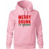 Dámská mikina s potiskem Merry Drunk I'm Christmas Oversized mikina dámská Moon kratší + širší Růžová