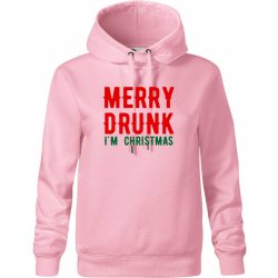 Merry Drunk I'm Christmas Oversized mikina dámská Moon kratší + širší Růžová