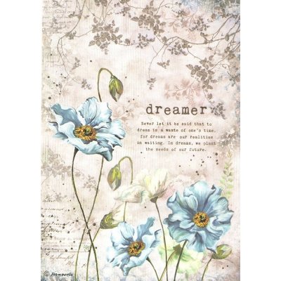 papír rýžový A4 Modré květiny – Zboží Mobilmania