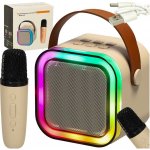 KIK KX3379 Karaoke Bluetooth reproduktor 6 W bezdrátový mikrofon béžový – Zbozi.Blesk.cz