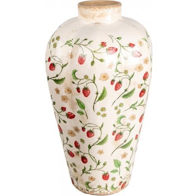 Béžová keramická váza s jahůdkami Wild Strawberries L - Ø 24*40 cm - Clayre & Eef – Hledejceny.cz