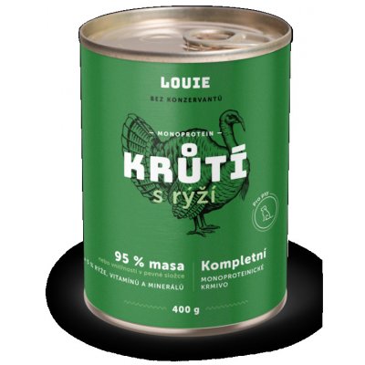 LOUIE konzerva pro psy krůtí s rýží 400 g