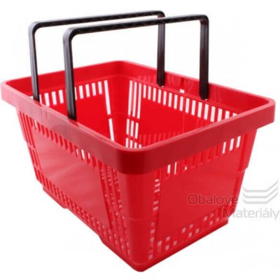 Plastový košík se 2 držadly 300*440*230 mm červený – Sleviste.cz