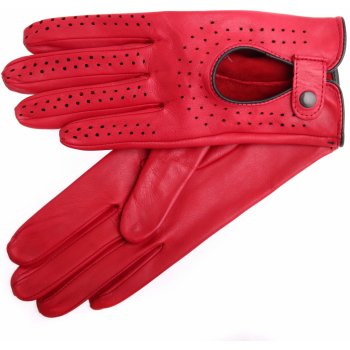 Špongr Dámské kožené řidičské rukavice Zonda červené perforované
