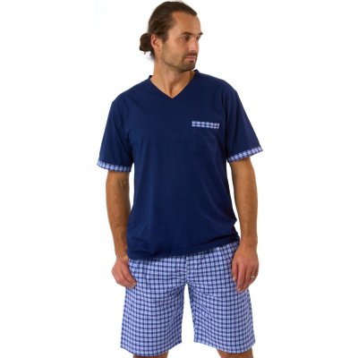 Pánské bavlněné modré pyžamo, kraťasy světlá modrá šedorůžové kárování 1P2024 modrá – Hledejceny.cz
