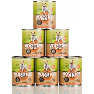 5+1 zdarma (6x800g) Yoggies zvěřinová konzerva s dýní, brusinkami a pupálkovým olejem