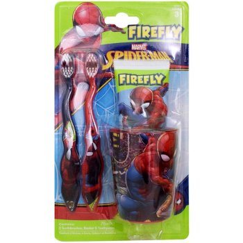 Spiderman Firefly kartáček na zuby 2 ks + zubní pasta 75 ml + kelímek dárková sada