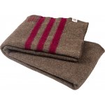 Balkanova Silná vlněná deka Rainbow XVI hnědá s třemi bordó proužky 270x160 – Sleviste.cz