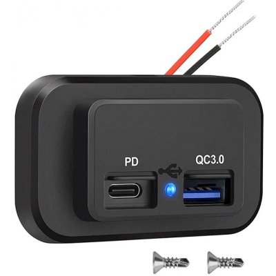 34662 USB QC3.0 + USB-C PD zásuvka 12/24V, montáž na povrch – Zbozi.Blesk.cz