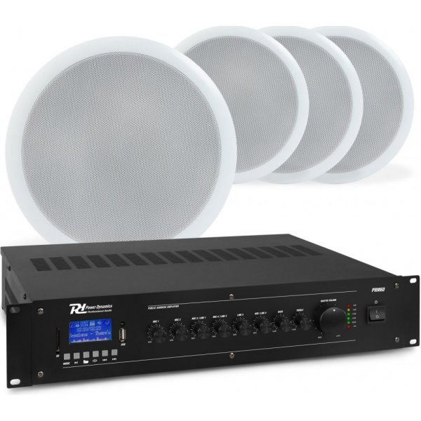 Power Dynamics 100V zvukový systém se zesilovačem (60W), BT a 4 ...