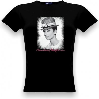 Tričko s potiskem Audrey Hepburn černá