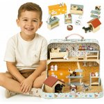 ECOTOYS EF4172 Dvoupatrový zvířecí obchod v kufříku, dřevěná sada, 23 doplňků – Hledejceny.cz