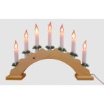 Vánoční dřevěný svícen ve tvaru oblouku, přírodní barva, 7 svíček plamen – Hledejceny.cz