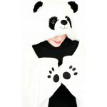 Cozy Noxxiez BL823 Panda hřejivá deka s kapucí se zvířátkem a tlapkovými kapsami – Zboží Dáma