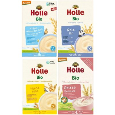 Celozrnná jáhlová kaše Holle 250 g bez mléka, od 4. měsíce – Sleviste.cz