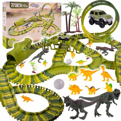 Majlo Toys Autodráha s autíčkem na baterie a dinosaury 260 dílků Dino Track – Zboží Dáma