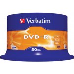 Verbatim DVD-R 4,7GB 16x, Advanced AZO, cakebox, 50ks (43548) – Zboží Živě