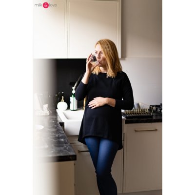 Těhotenská kojící tunika Mommy 7/8 rukáv Black – Zboží Mobilmania