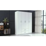 Topeshop Romana 160 KPLB skříň/šatník 11 police/polic 4 dveře/dveří Bílá – Sleviste.cz