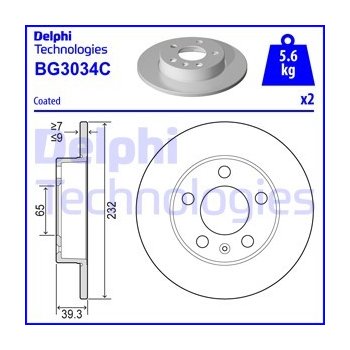 DELPHI Brzdový kotouč BG3034C