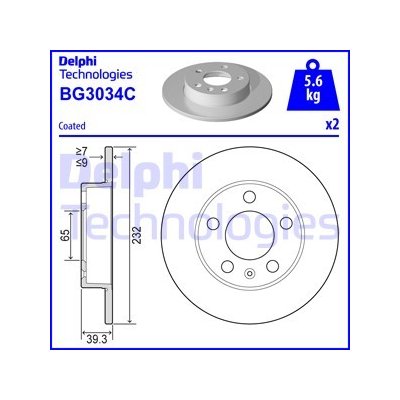 DELPHI Brzdový kotouč BG3034C