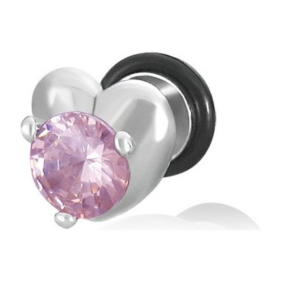 Šperky eshop falešný plug do ucha srdce a růžový zirkon F16.1