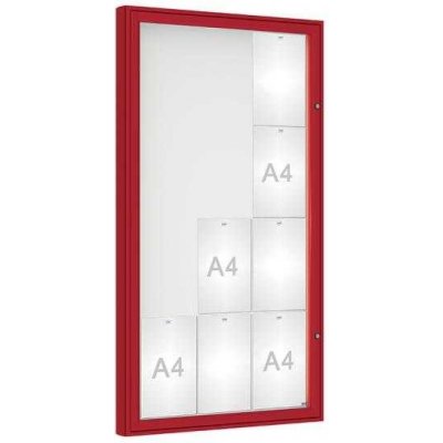 PROCITY Venkovní vitrína model 1000, 12 x A4, plexi, červená – Zboží Živě