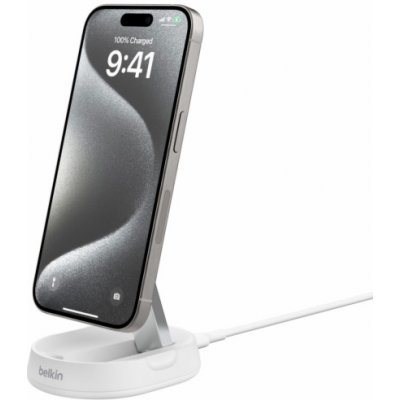 Belkin BOOST CHARGE™ PRO konvertibilní Qi2 15W magnetický nabíjecí stojan, bílá – Zboží Mobilmania